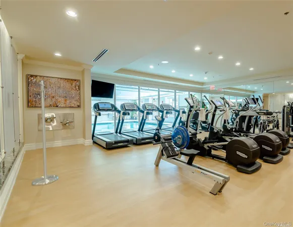 a view of a room with gym equipment