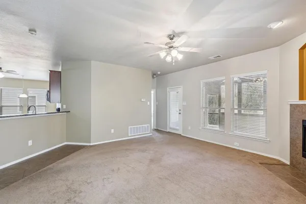 a view of a yard from a balcony