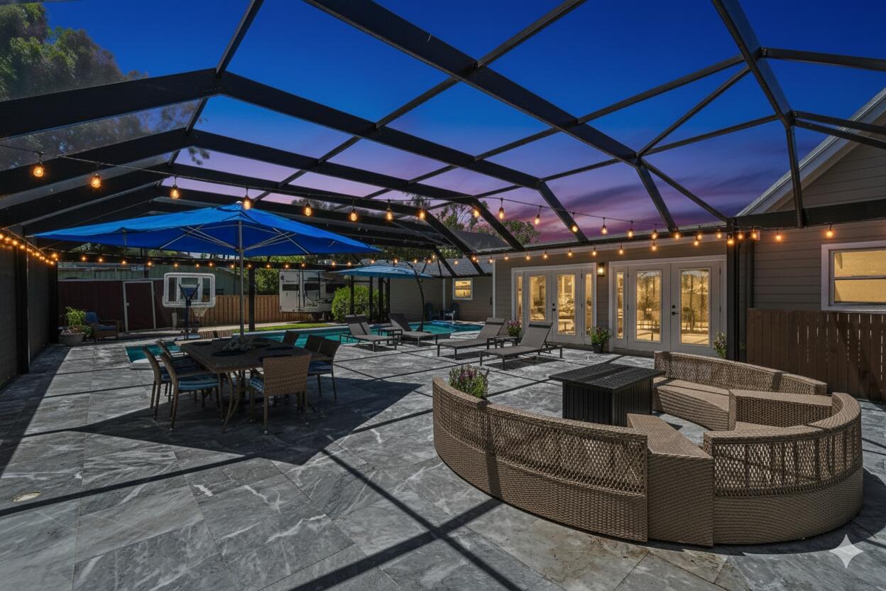 16810 128th Trail North Jupiter, FL 33478 - Photo 34 of 51 a view of patio with a table and chairs under an umbrella