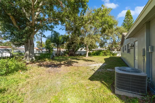 a view of a yard with plants