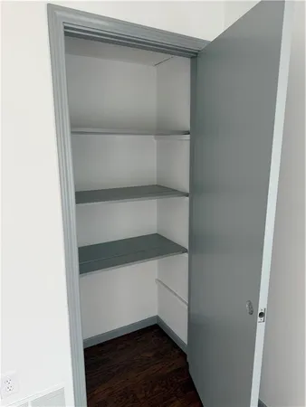 a view of walk in closet with empty racks