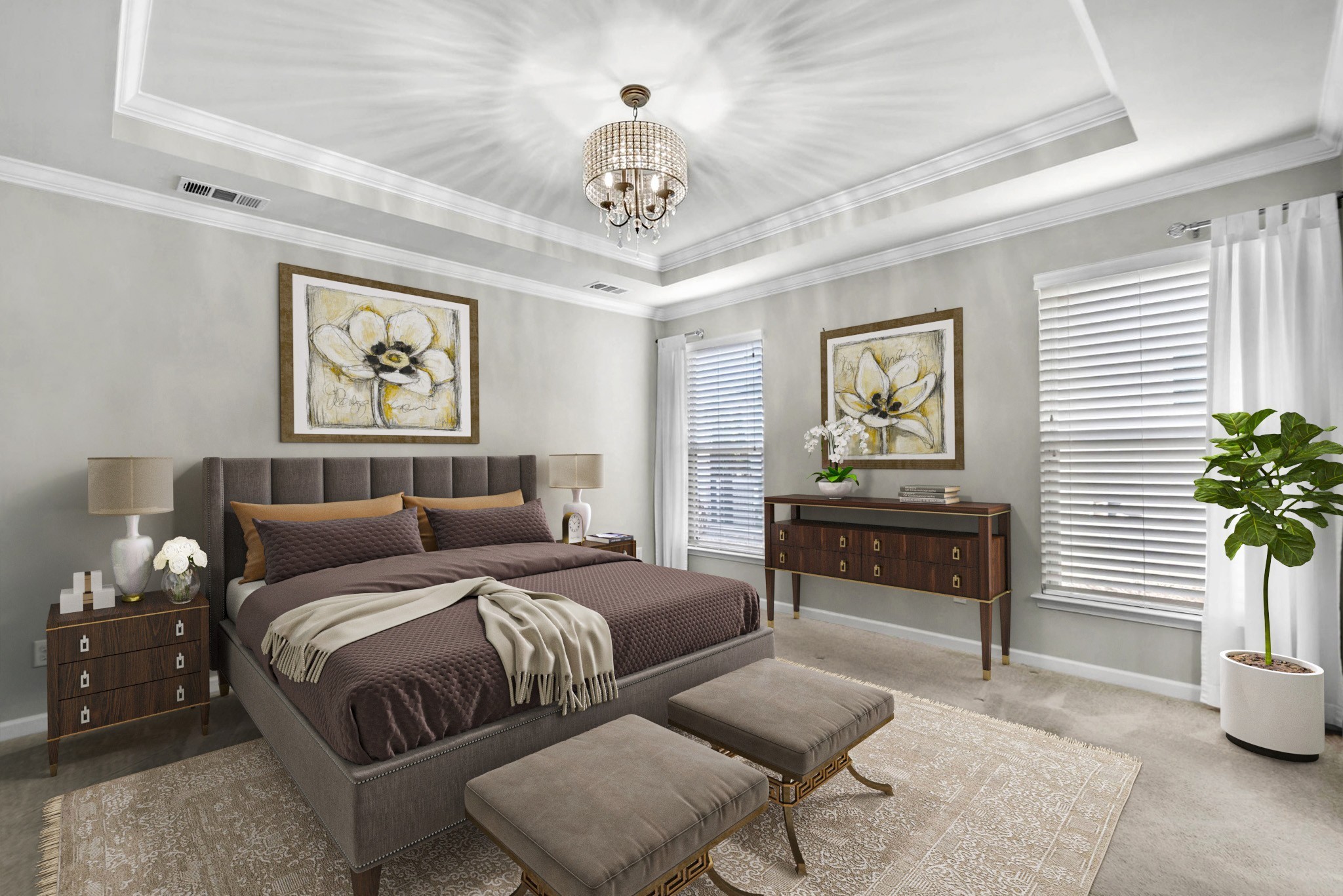 843 Clay Place Spring Hill, TN 37174 - Photo 8 of 56 a spacious bedroom with a bed and a chandelier