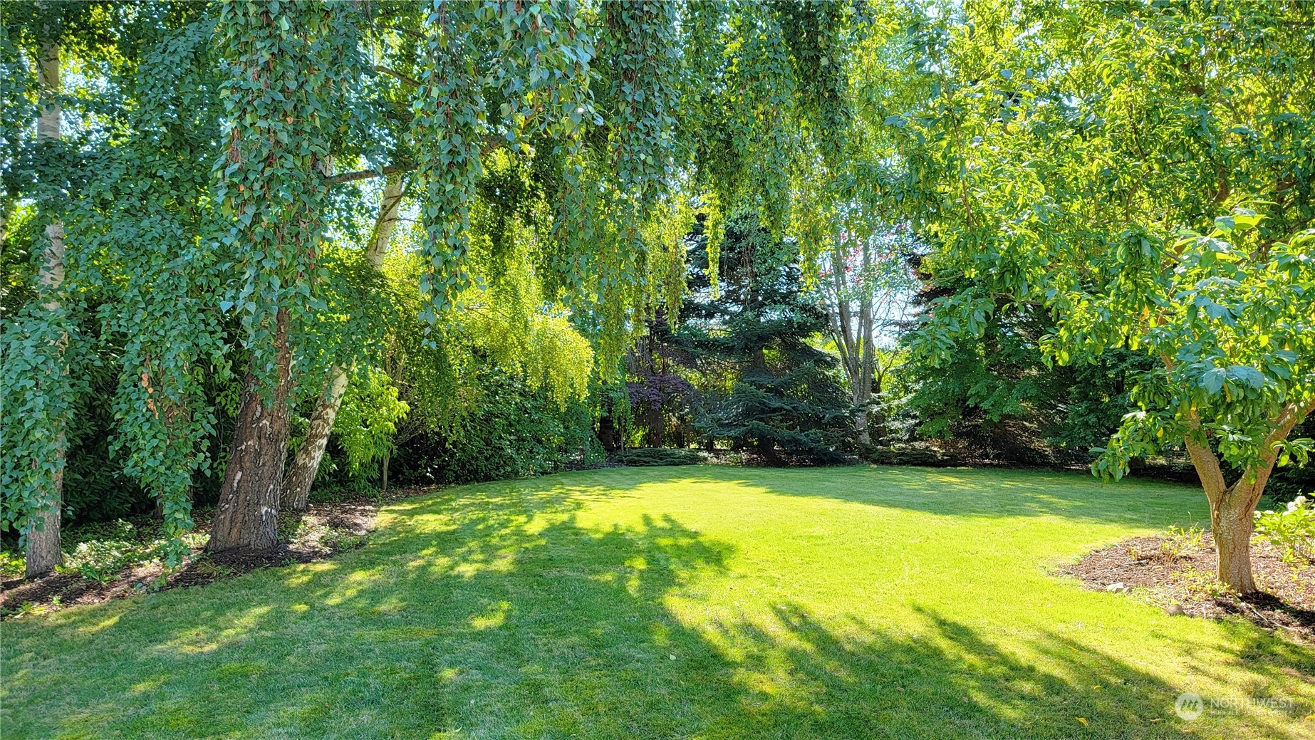 82 Stone Road Sequim, WA 98382 - Photo 27 of 40 a view of a swimming pool and trees in the background