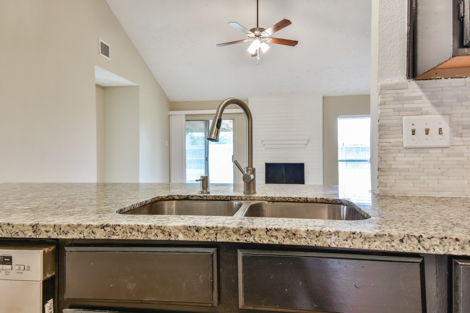 9503 Bent Spur Lane Houston, TX 77064 - Photo 11 of 28 a bathroom with a granite countertop sink and a mirror