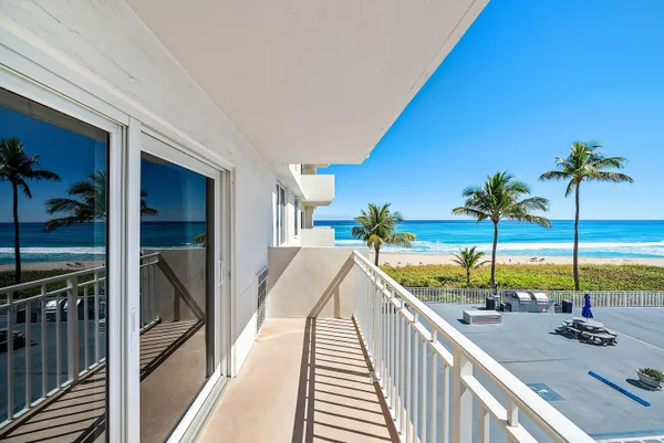 a view of balcony with ocean view