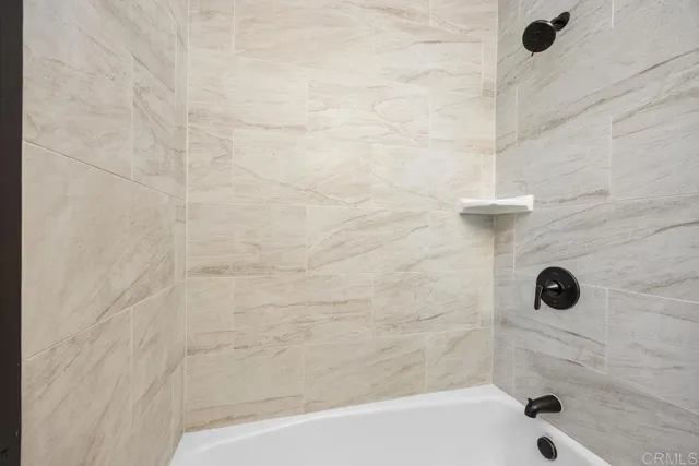 a bathroom with a bathtub