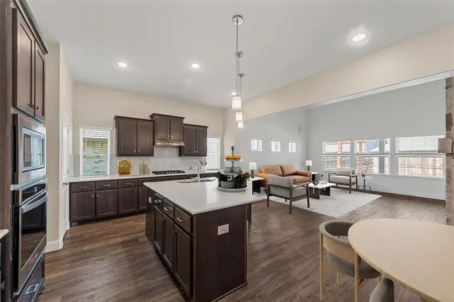a large kitchen with lots of counter top space