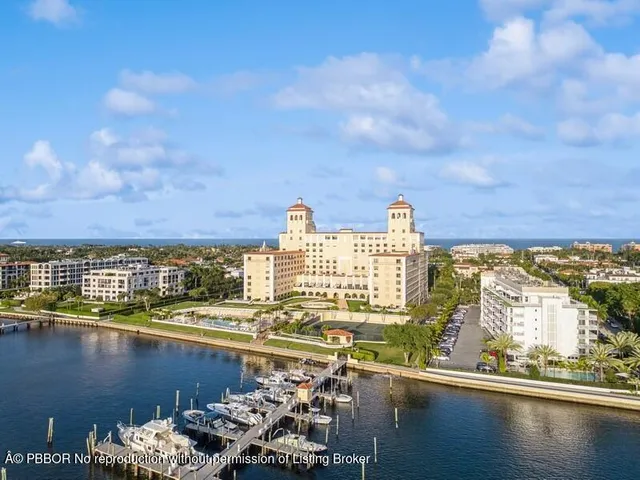 a view of a lake with a city
