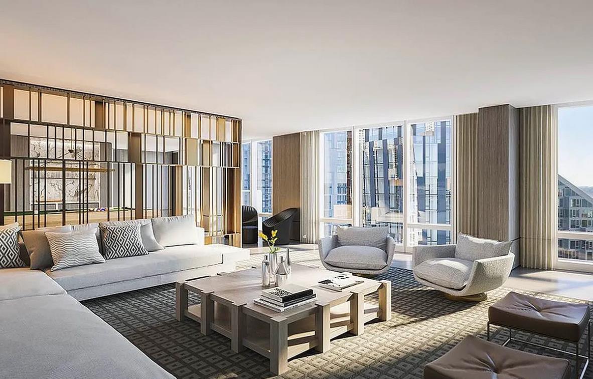 30 Riverside Boulevard, Unit 29D Manhattan, NY 10069 - Photo 14 of 25 a living room with furniture and a large window