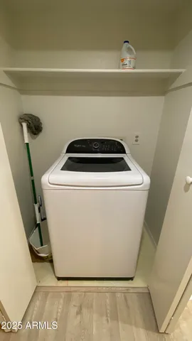 a close up view of washer and dryer