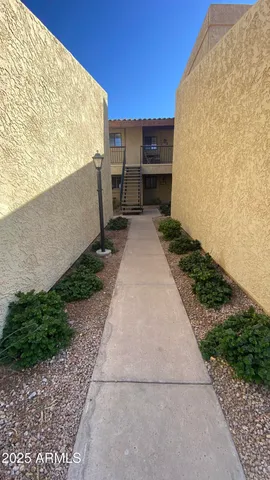 a view of a garden with an outdoor space