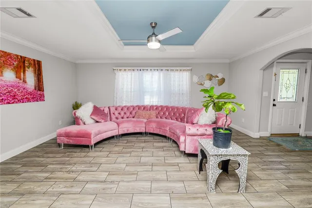 a living room with furniture