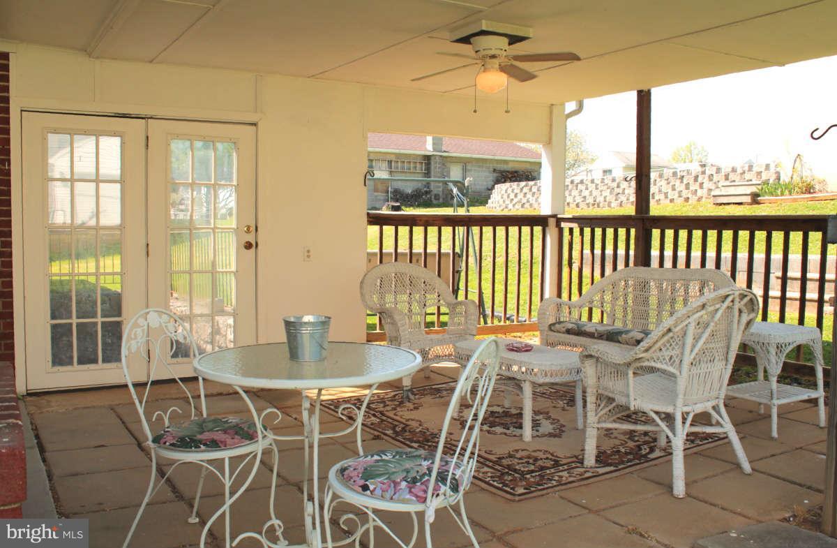 Patio with French Doors to Basement Entry