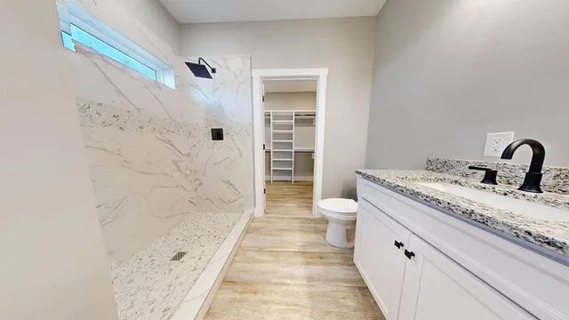 a backyard of a house with lots of green space