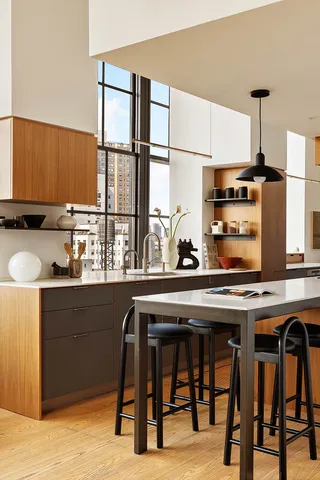 a large kitchen with lots of counter top space