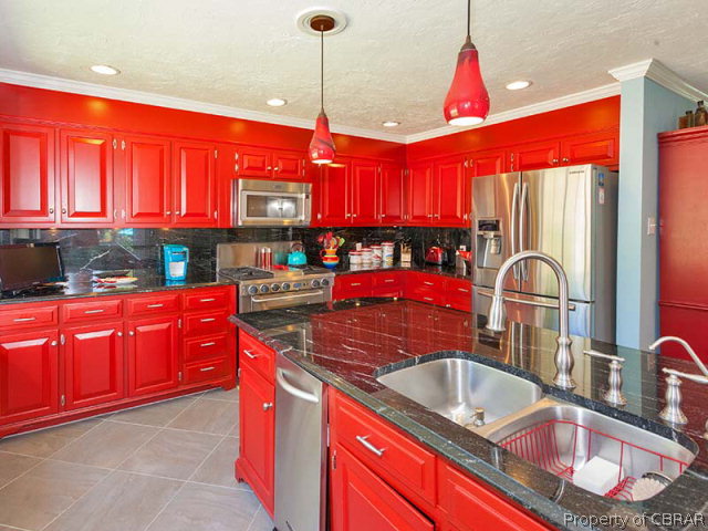 155 Lillys Neck Road Moon, VA 23119 - Photo 13 of 38 From dining to deluxe kitchen with all bells and whistles as granite counters, Viking fridge, 5 Starr oversized gas range, Asko super silent dishwasher, compacter, microwave, all one would desire