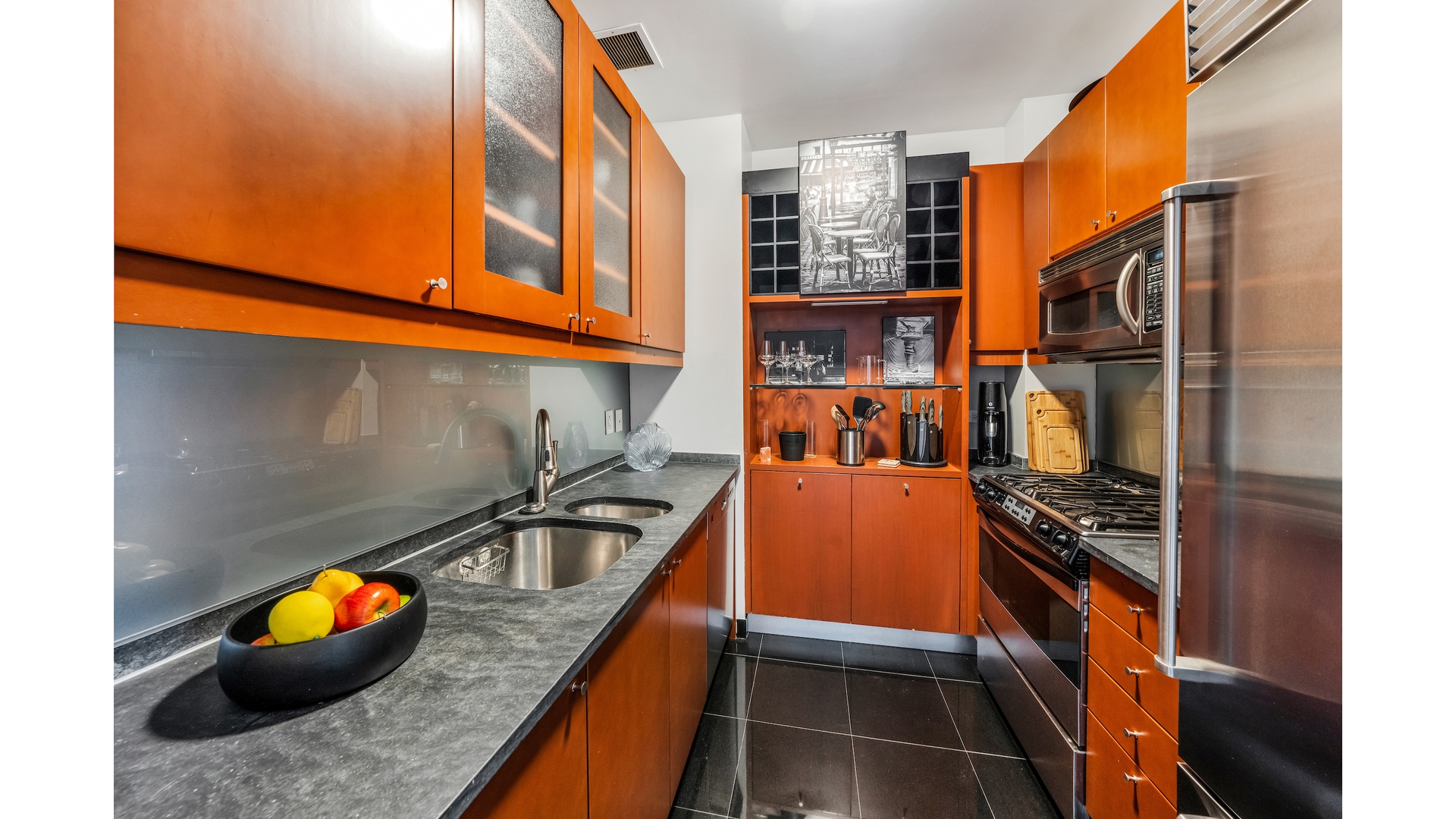 230 West 56th Street, Unit 54F Manhattan, NY 10019 - Photo 5 of 12 view of stairs and with seating area
