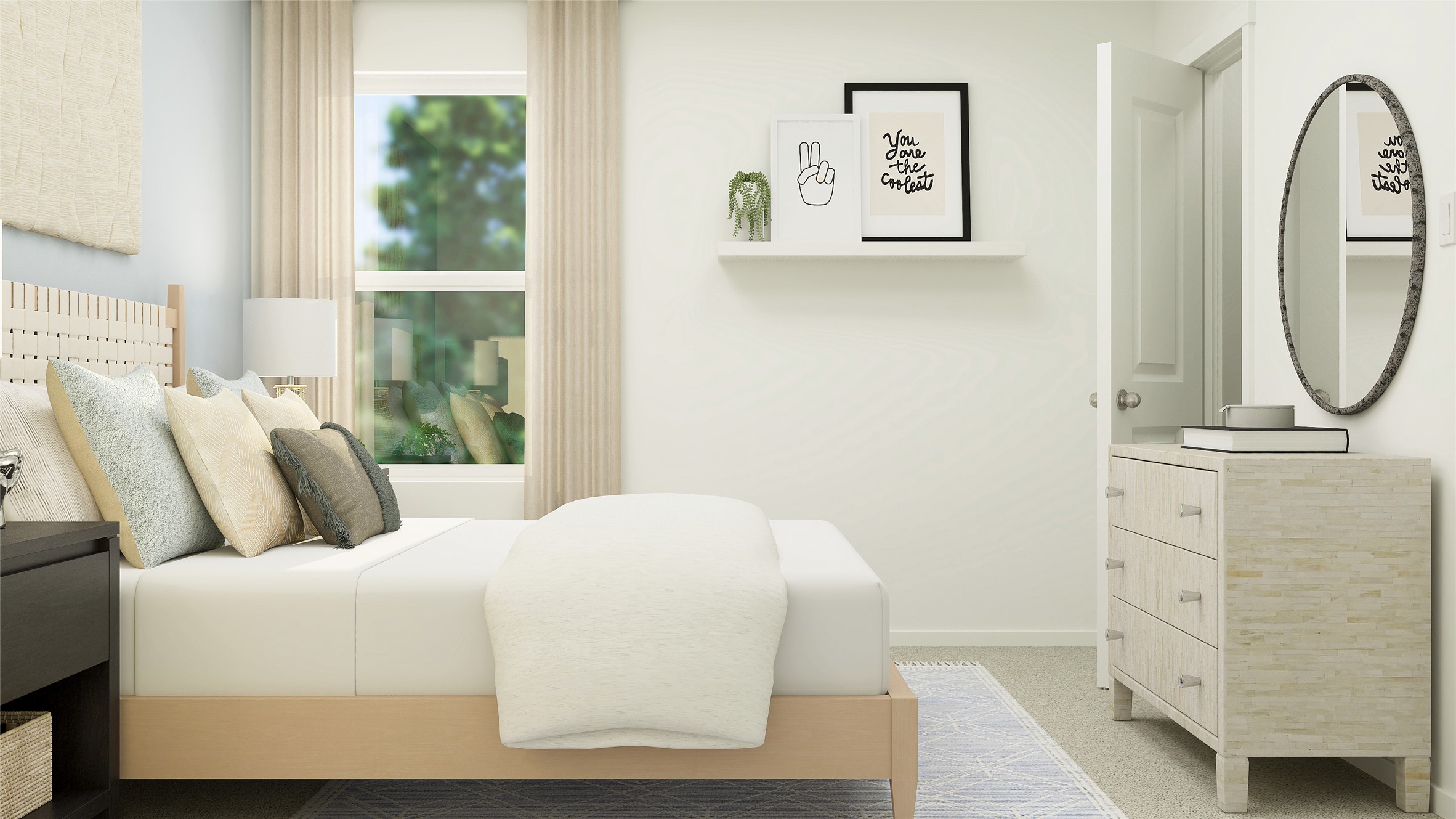 17911 Nashville Warbler Road Pflugerville, TX 78660 - Photo 4 of 22 a bedroom with a bed and a mirror