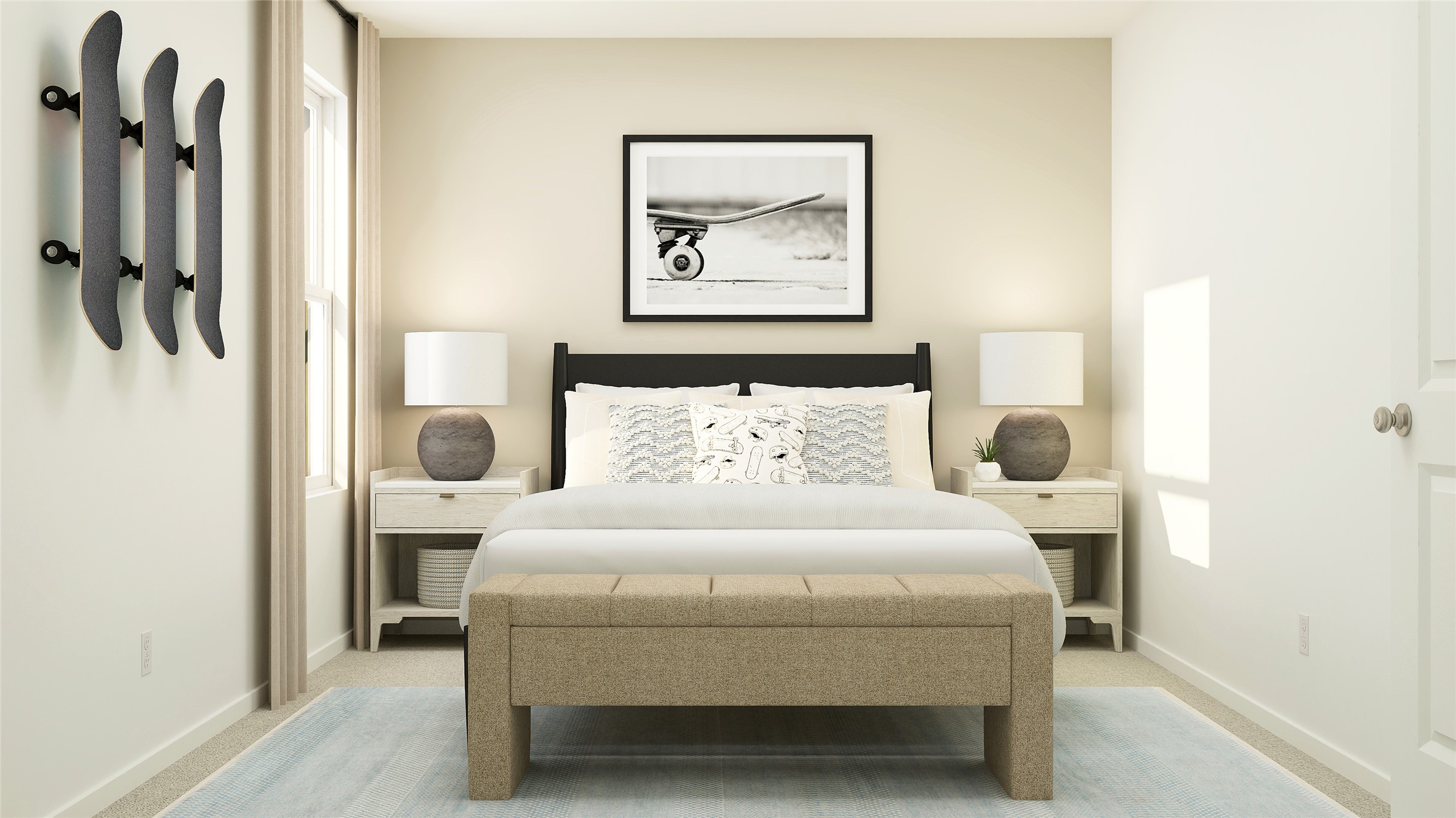 17911 Nashville Warbler Road Pflugerville, TX 78660 - Photo 5 of 22 a bedroom with a bed and a painting on the wall