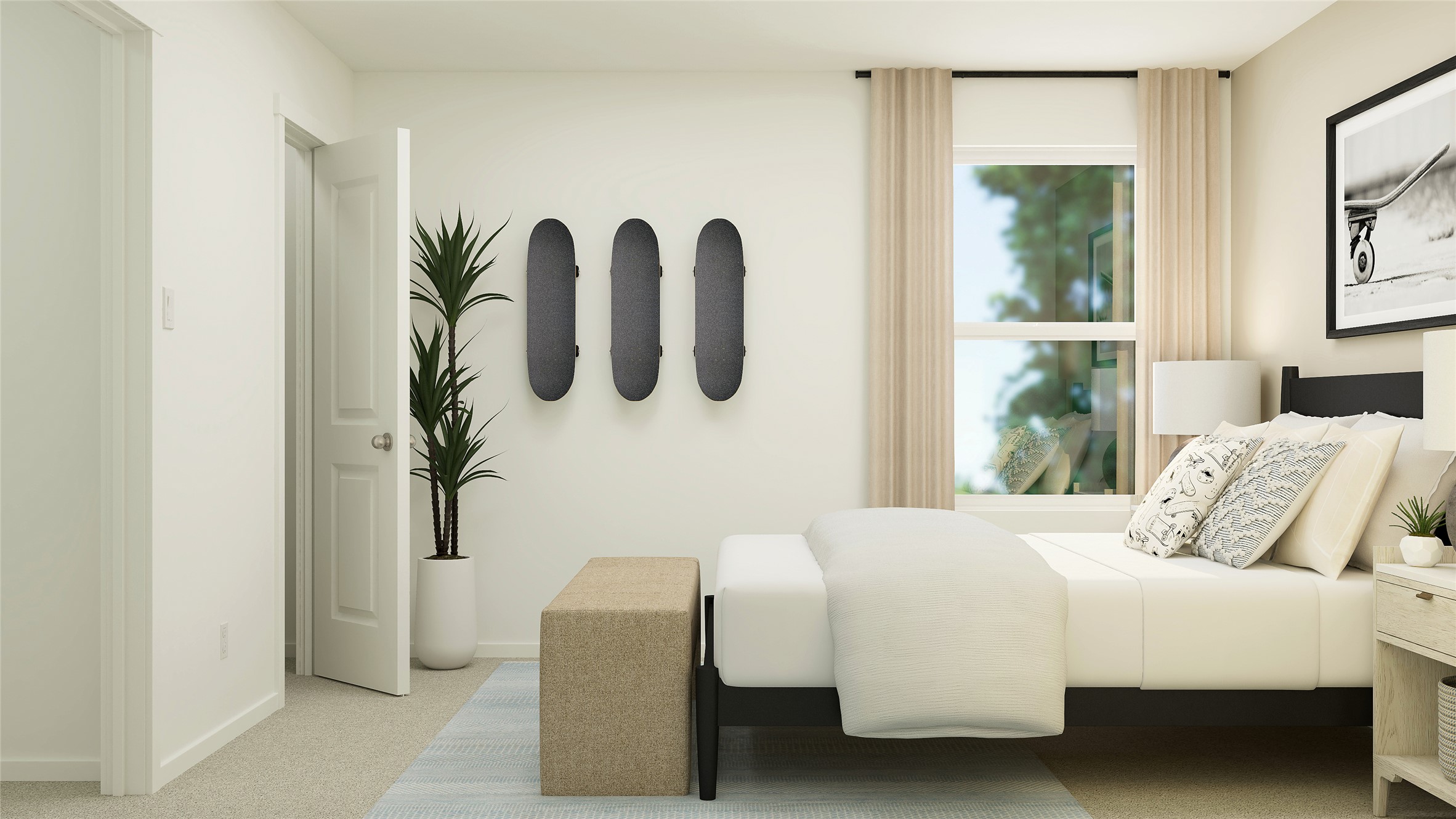 17911 Nashville Warbler Road Pflugerville, TX 78660 - Photo 6 of 22 a bedroom with a bed and a painting on the wall