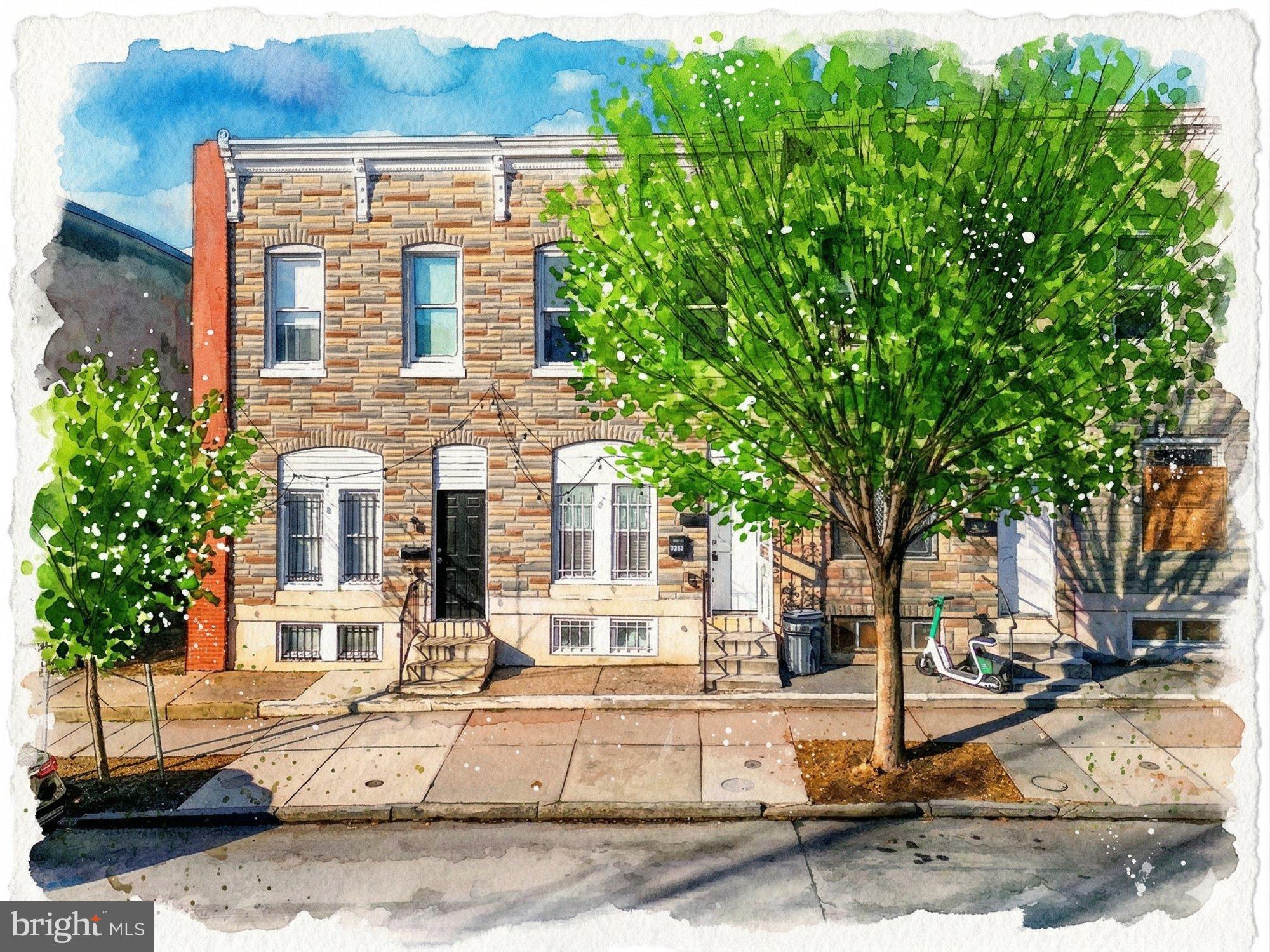 414 North Milton Avenue Baltimore, MD 21224 - Photo 1 of 17 a front view of a house with a garden and tree