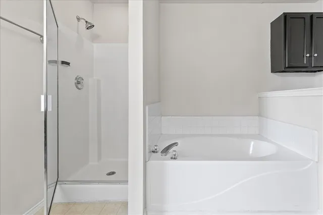 a bathroom with a bathtub