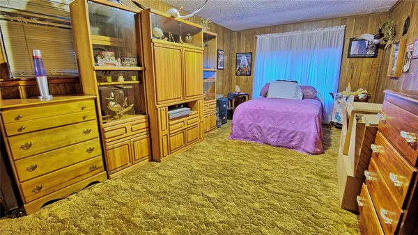 a bed room with a bed and dresser