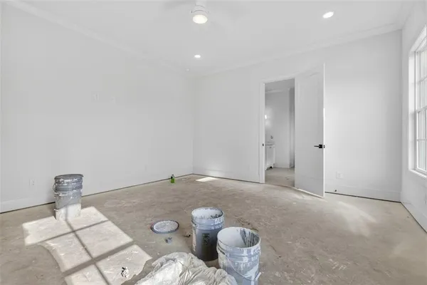 an empty room with windows