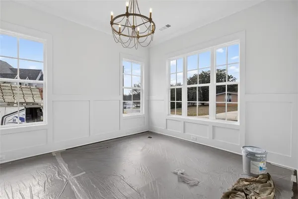 an empty room with windows