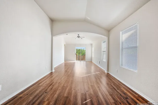 a view of livingroom with wooden floor
