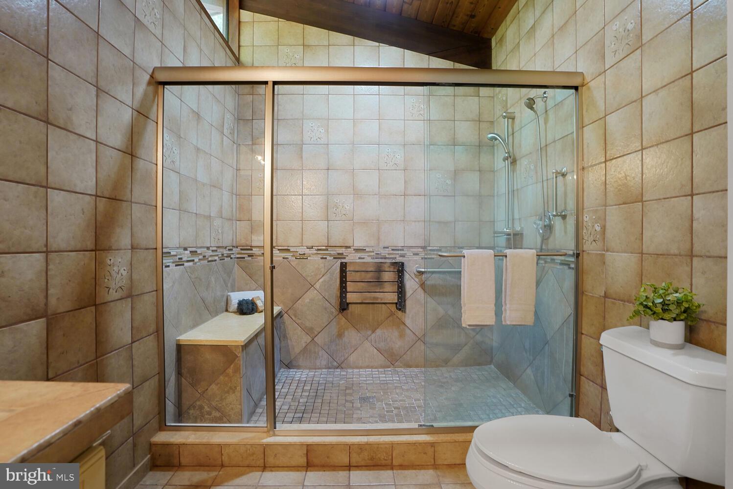 1017 Towlston Road McLean, VA 22102 - Photo 35 of 56 Oversized Shower with Bench + Accent Listello Tile