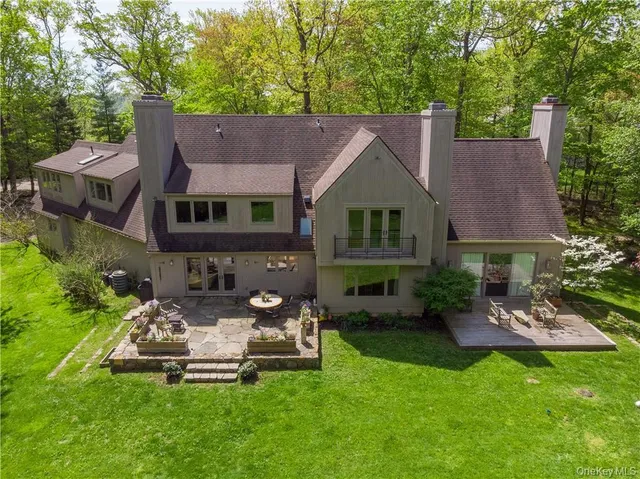 an aerial view of a house