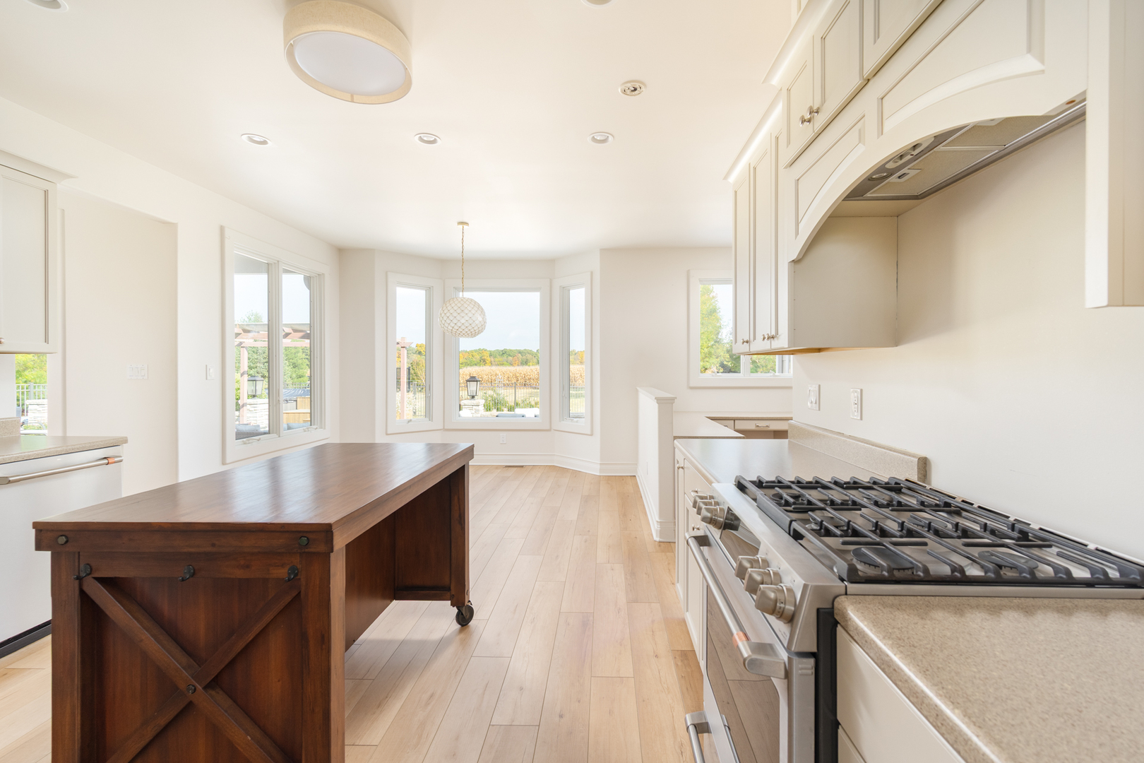 2138 East 550th Road Oglesby, IL 61348 - Photo 17 of 50 a kitchen with a stove a sink a dining table and chairs