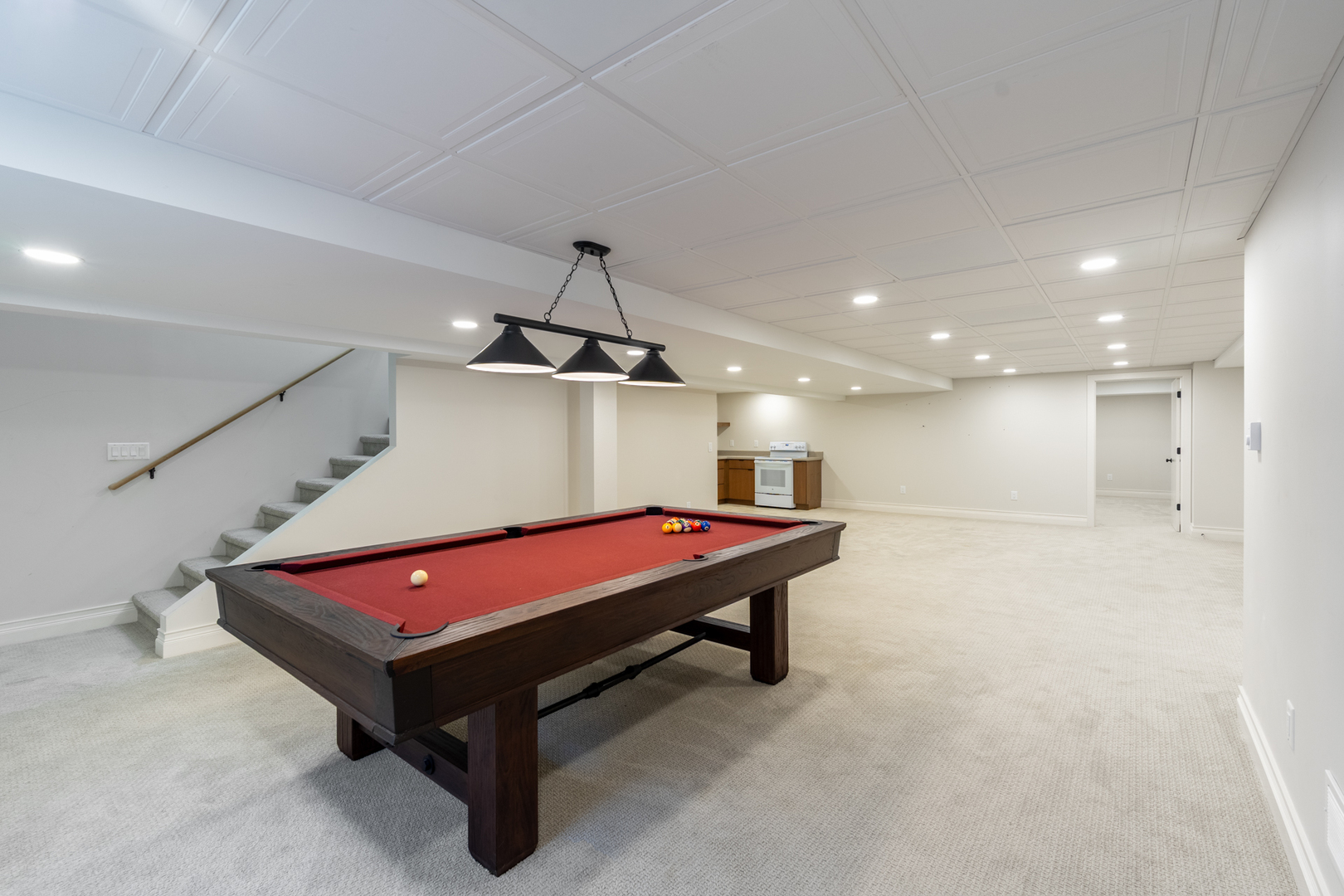 2138 East 550th Road Oglesby, IL 61348 - Photo 29 of 50 a room with pool table and a chandelier