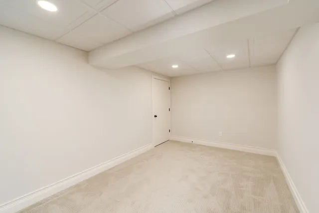 an empty room with a workbench