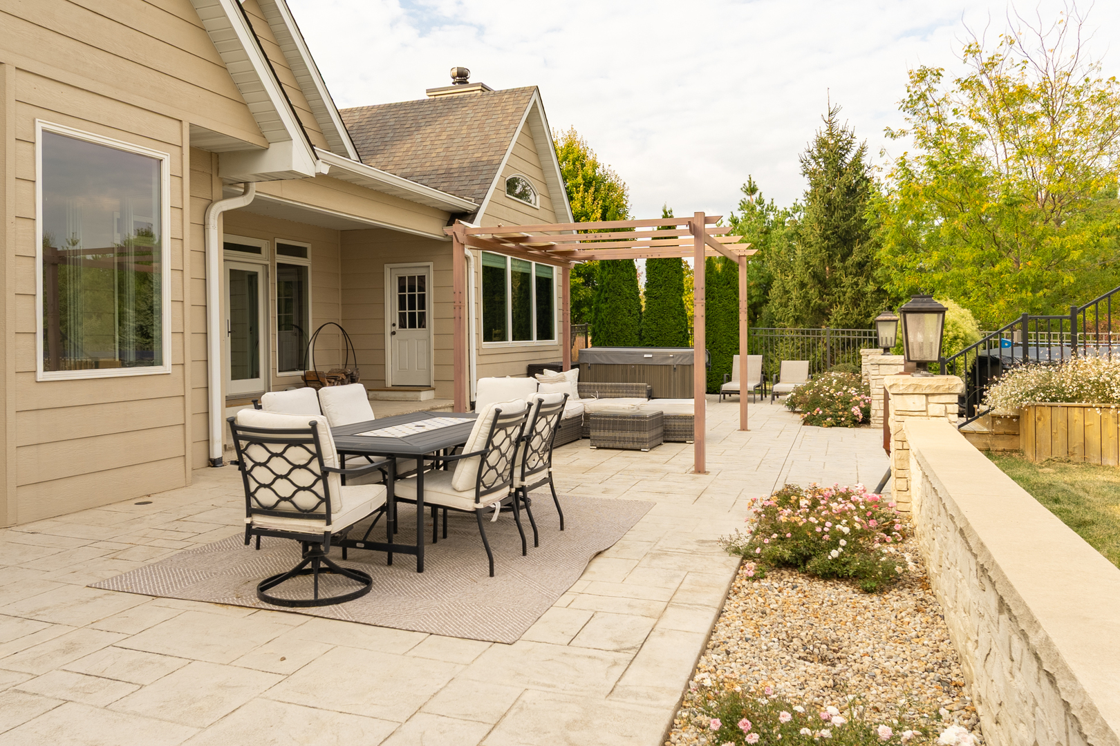 2138 East 550th Road Oglesby, IL 61348 - Photo 47 of 50 a view of a patio with dining table and chairs with wooden floor