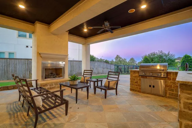a outdoor space with lots of table and chairs