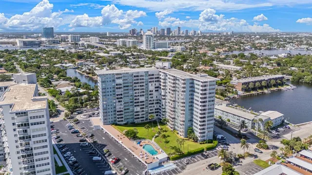 a view of a city with tall buildings