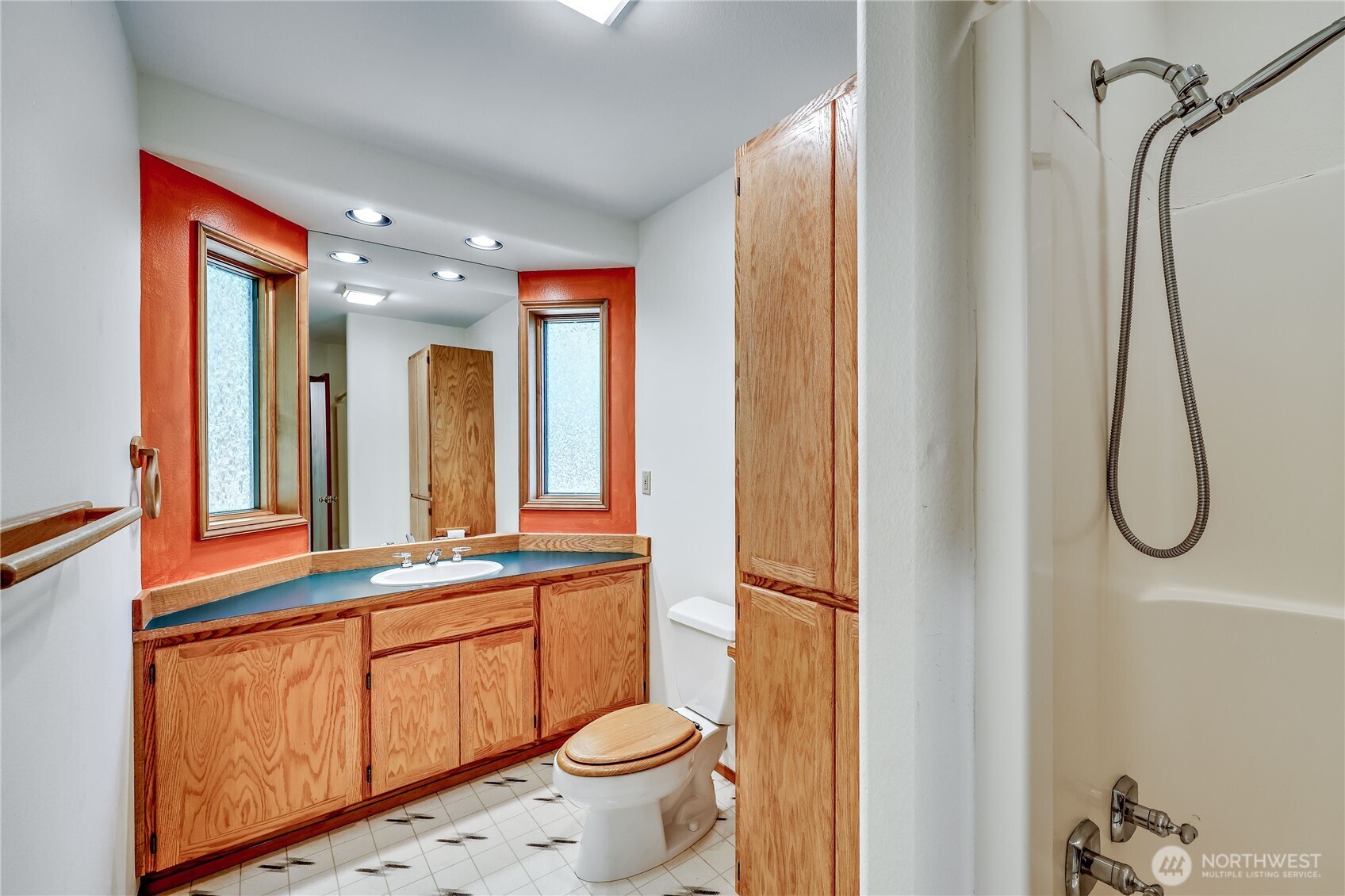 11 Bishop Hill Road Chimacum, WA 98325 - Photo 22 of 34 a bathroom with a granite countertop sink a toilet and shower
