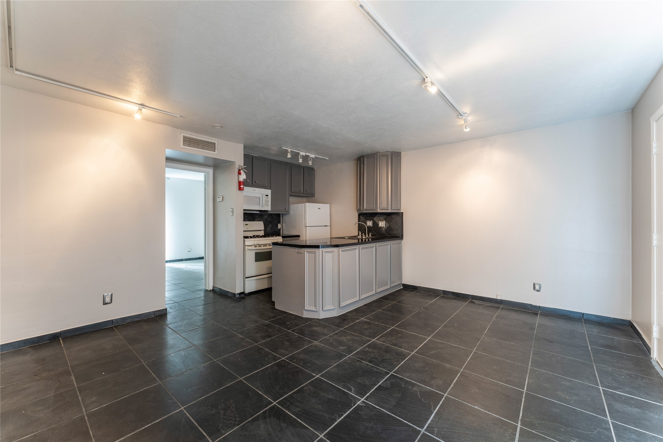 420 West Alabama Street, Unit 10 Houston, TX 77006 - Photo 6 of 9 a kitchen with stainless steel appliances a refrigerator sink and microwave