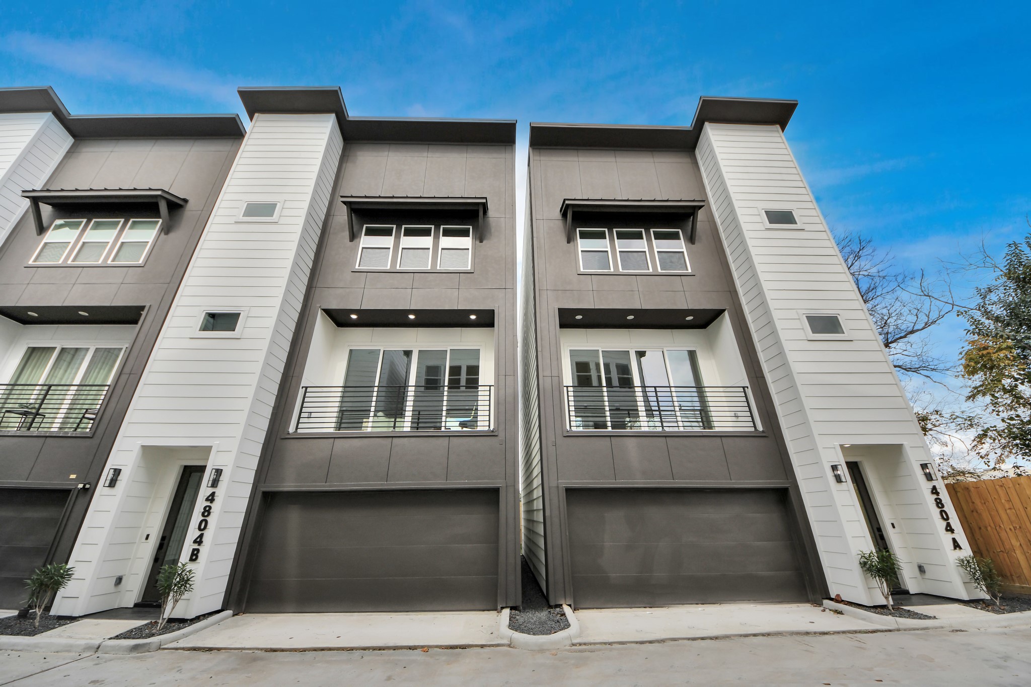 a front view of a multi story building