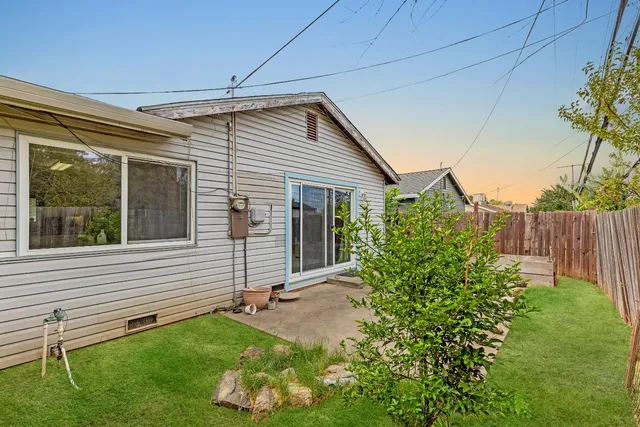 a view of backyard with a garden and plants