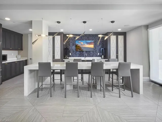 a view of a dining area with furniture