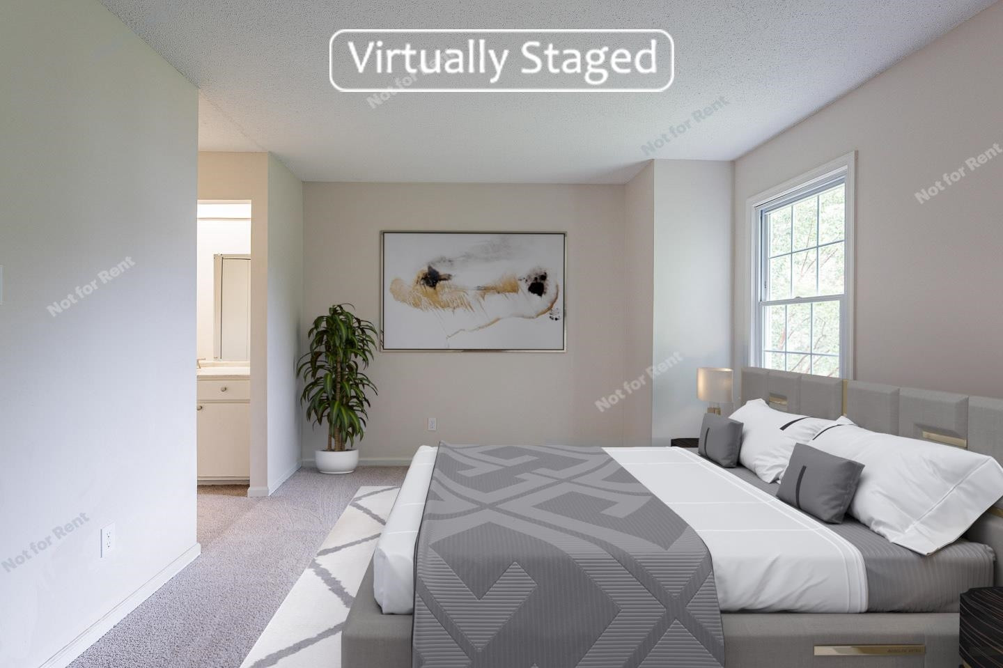 16 Quintin Place Durham, NC 27705 - Photo 4 of 19 a bedroom with a bed and a potted plant