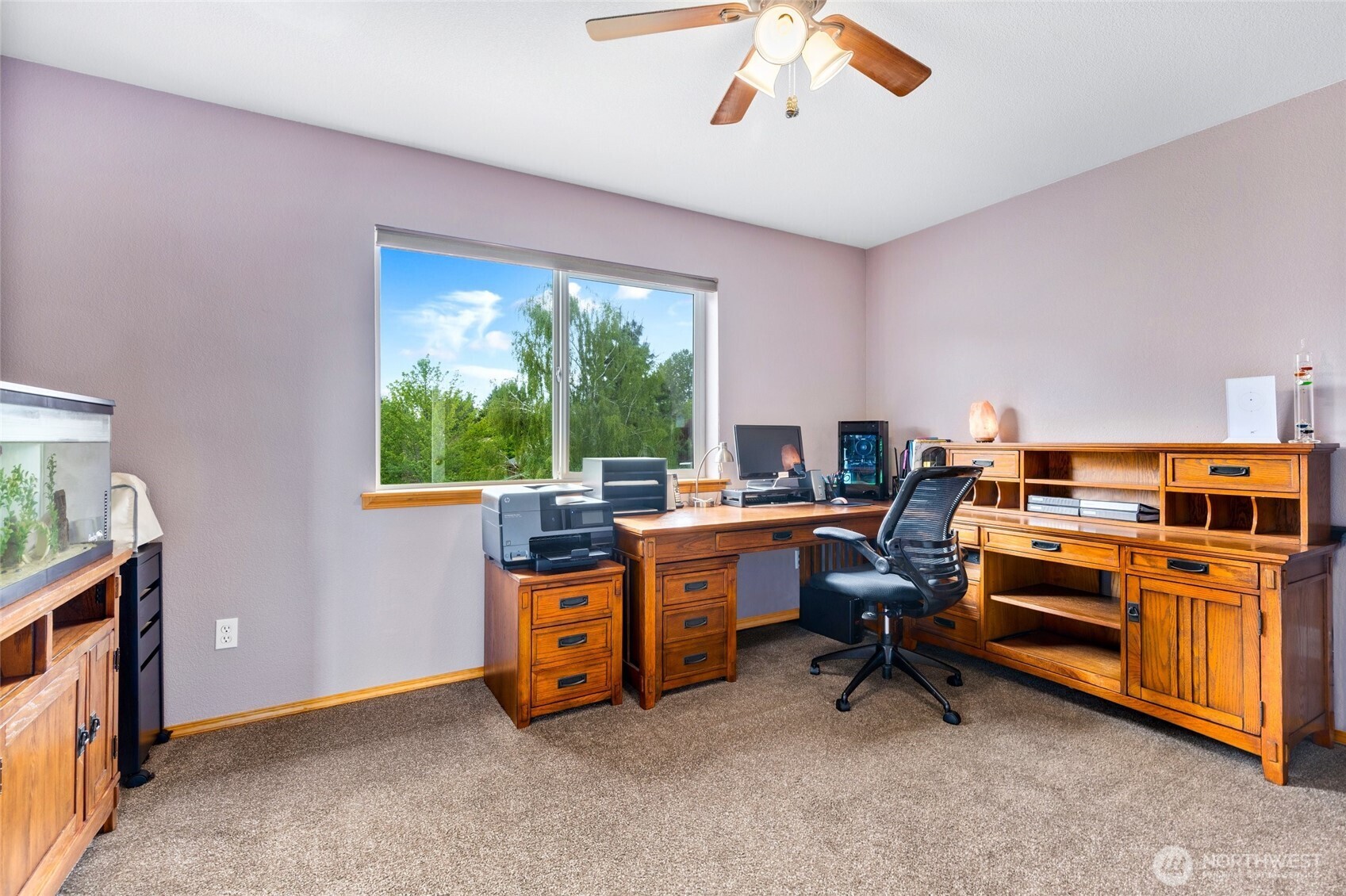 14419 Martinson Road Southeast Yelm, WA 98597 - Photo 20 of 39 a view of a workspace with furniture and a window