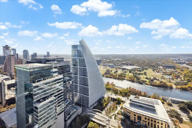 a view of a city with tall buildings