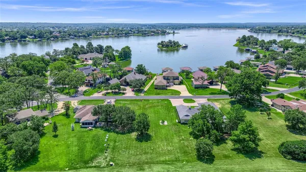 a view of a lake with a city