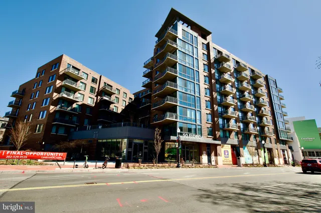a view of a building and a street