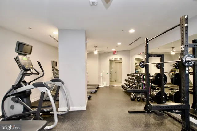 a view of a room with gym equipment
