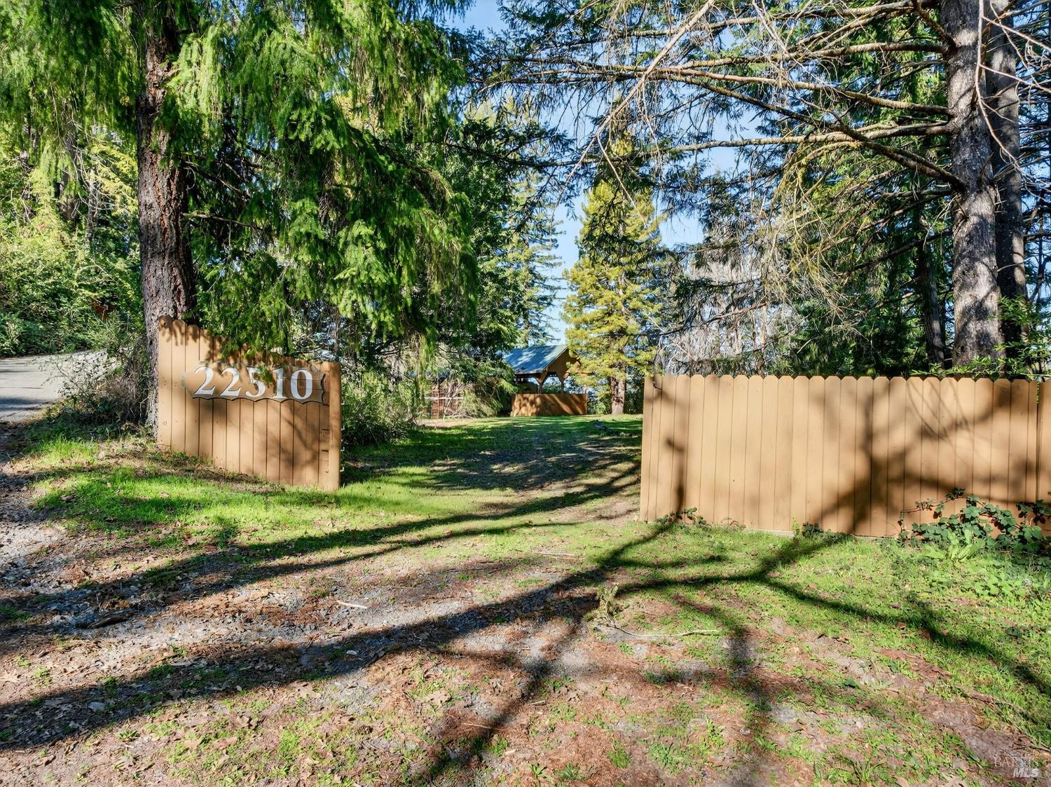 22510 Fort Ross Road Cazadero, CA 95421 - Photo 11 of 22 a backyard of a house with a yard and potted plants